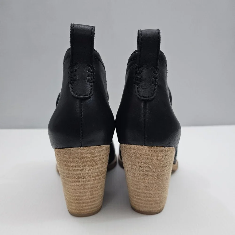 Jeffrey Campbell Rosalee Western Ankle Bootie Womens 8 Black Leather Heel NEW